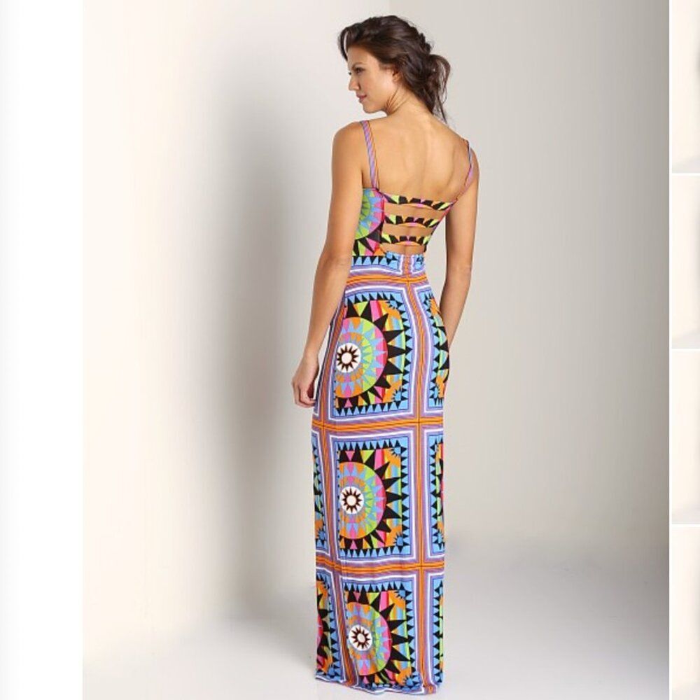 Mara Hoffman Bodycon XS Maxi Dress Long Backless Column Shakti Mosaic Sexy Print